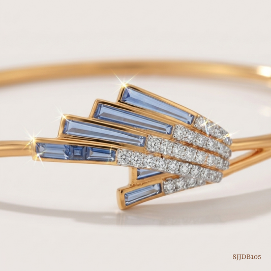 SJJDB105 | Linear Wings Diamond Contemporary Bangle