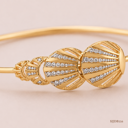 SJJDB116 | Radiant Shell Diamond Designer Bangle