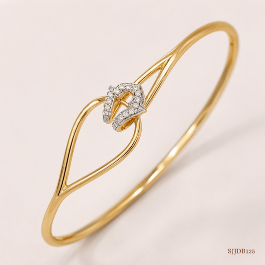 SJJDB125 | Graceful Twist Diamond Designer Bangle