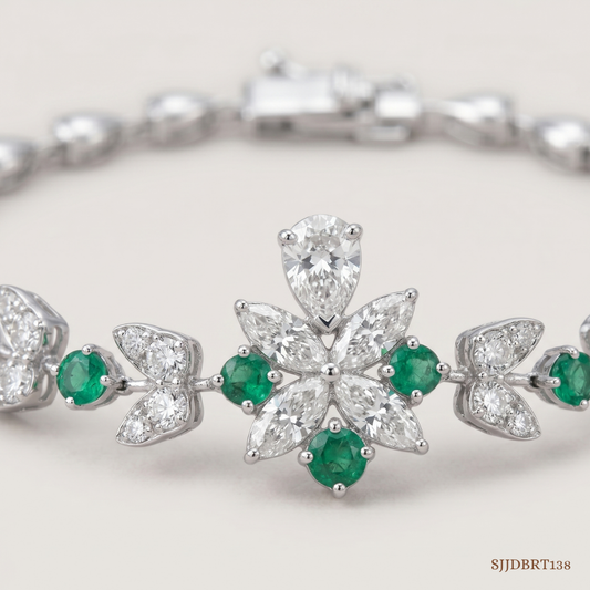 SJJDBRT138 | Floral Charm Diamond Bracelet