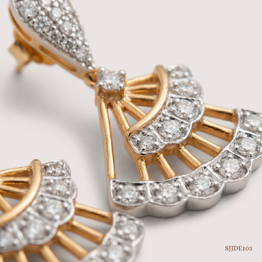 SJJDE103 | Twirling Fan Diamond Drop Earrings