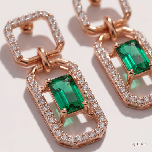 SJJDE106 | Verdant Links Gemstone & Diamond Drop Earrings