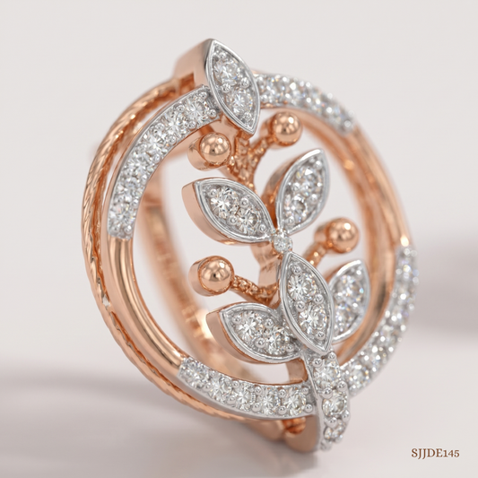 SJJDE145 | Oval Blossom Diamond Stud Earrings