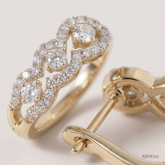 SJJDE151 | Sleek Edge Diamond Hoop Earrings