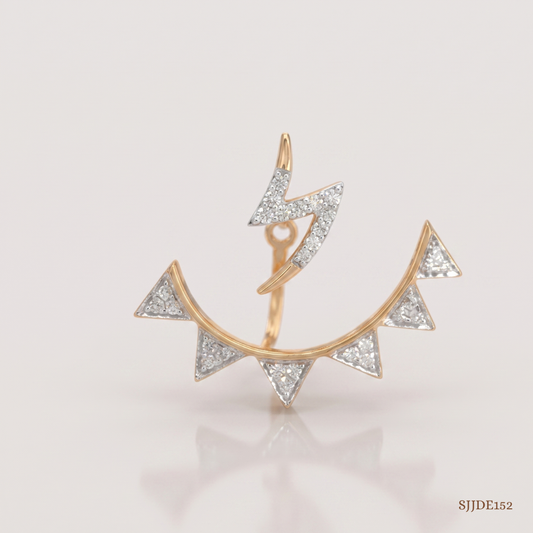 SJJDE152 | Crescent Triangle Diamond Stud Earrings