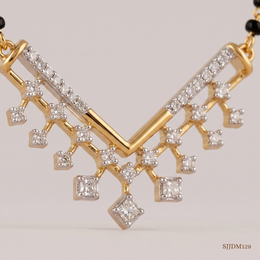 SJJDM128 | Glistening Fringe Diamond Statement Mangalsutra