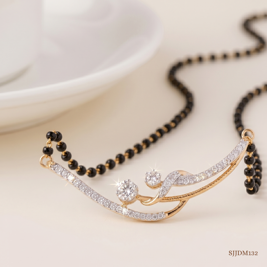 SJJDM132 | Graceful Swirl Diamond Elegant Mangalsutra