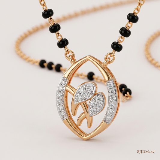 SJJDM147 | Leaf Delight Diamond Floral Mangalsutra