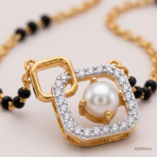 SJJDM156 | Square Charm Diamond Modern Mangalsutra