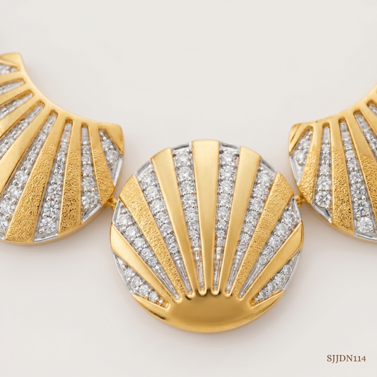 SJJDN114 | Golden Ray Diamond Designer Necklace