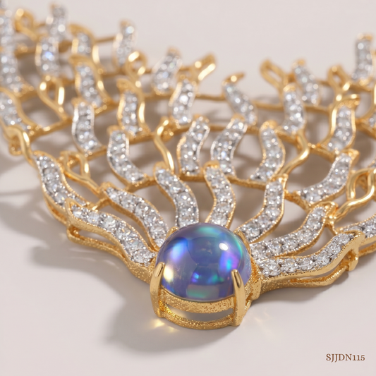 SJJDN115 | Radiant Opal and Diamond Necklace