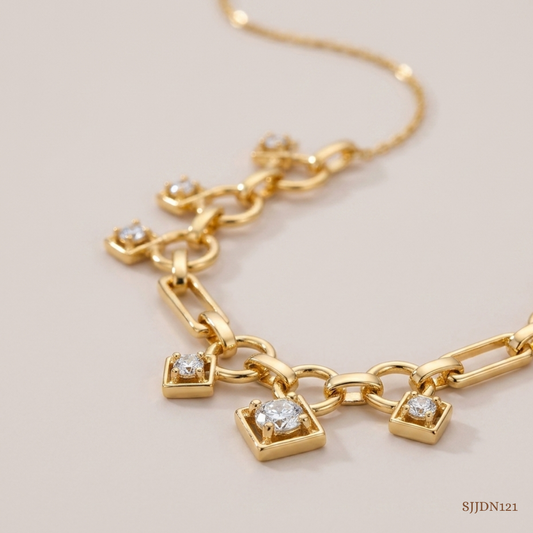 SJJDN121 | Geometric Charm Diamond Modern Necklace