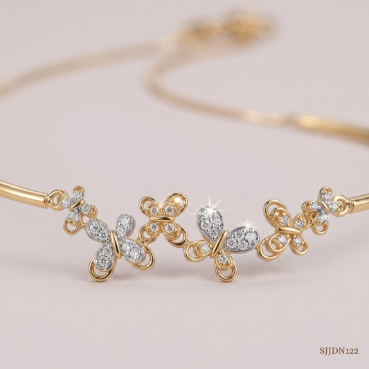 SJJDN122 | Butterfly Garden Diamond Floral Necklace