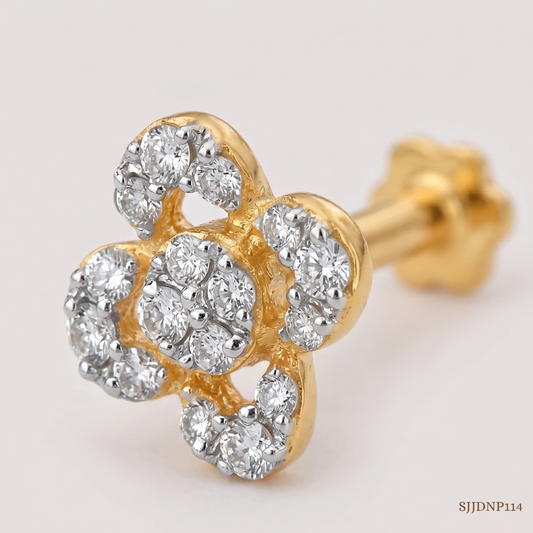 SJJDNP114 | Floral Glimmer Diamond Designer Nose Pin