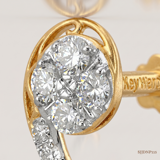 SJJDNP115 | Elegant Stroke Diamond Modern Nose Pin