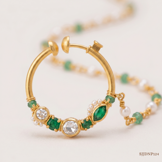 SJJDNP124 | Ethereal Garland Diamond Designer Nose Pin