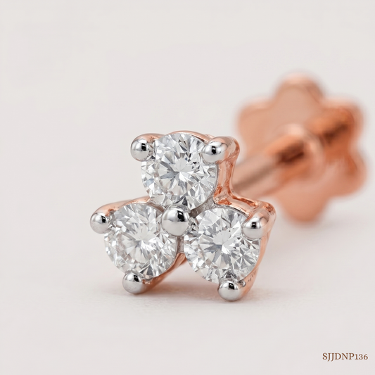 SJJDNP136 | Tiny Trio Diamond Elegant Nose Pin