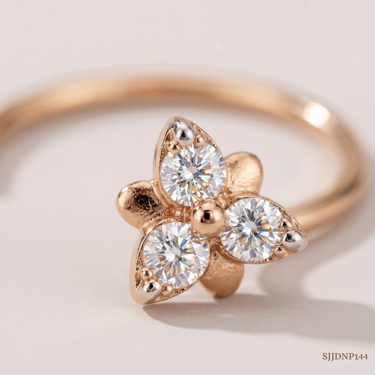 SJJDNP144 | Gilded Blossoms Diamond Floral Nose Pin