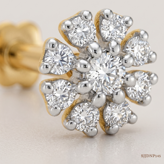 SJJDNP145 | Floral Diamond Designer Nose Pin