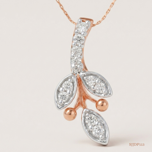 SJJDP113 | Enchanted Leaf Diamond Pendant Earrings Set