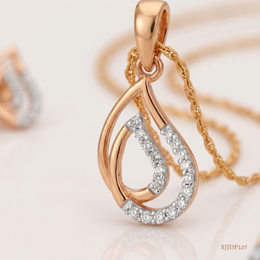 SJJDP127 | Pink Diamond Pendant Earrings Set