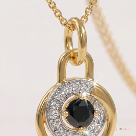 SJJDP144 | Love Lock Topaz Diamond Pendant