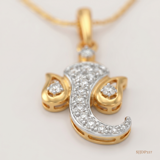 SJJDP157 | Jai Ganesh Diamond Spiritual Pendant