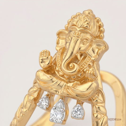SJJDR154 | Ganesha Vanki Diamond Traditional Ring