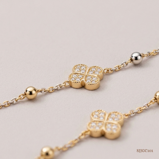 SJJGC101 | BloomTrail Dual Tone Floral Gold Chain