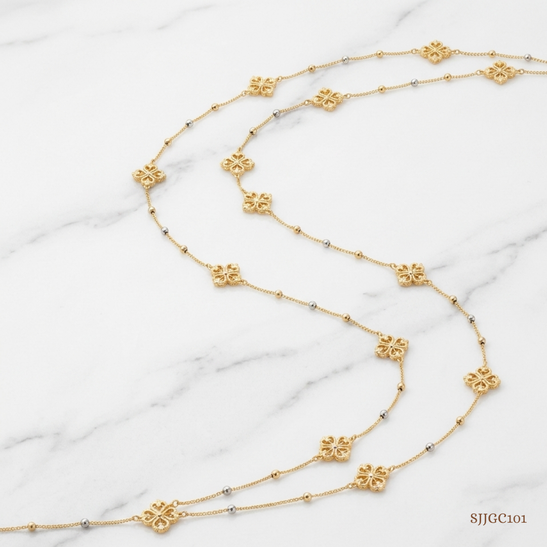 SJJGC101 | BloomTrail Dual Tone Floral Gold Chain