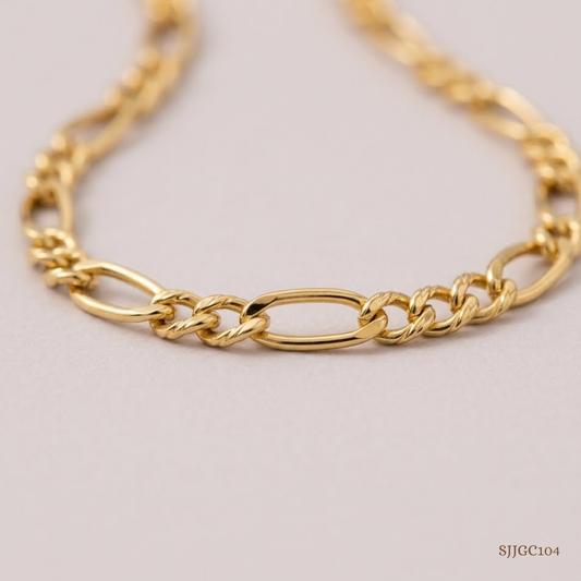 SJJGC104 | Classic Figaro Pattern Gold Chain