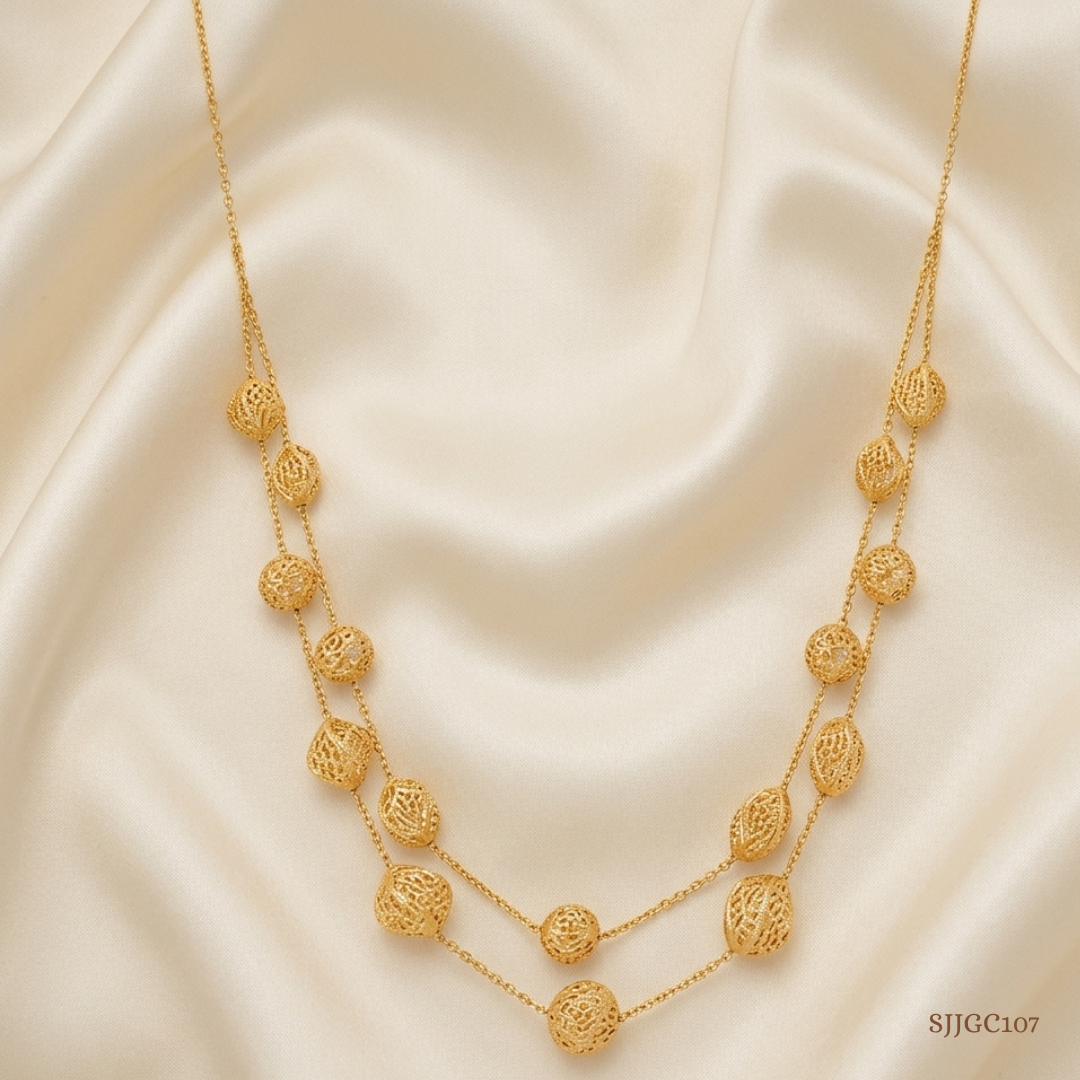 SJJGC107 | Radiant Orbit Double Layer Gold Chain