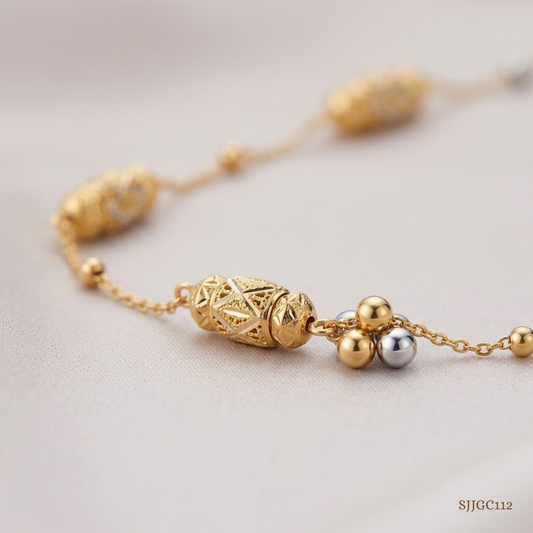 SJJGC112 | Caged Gleam Tri Tone Filigree Gold Chain