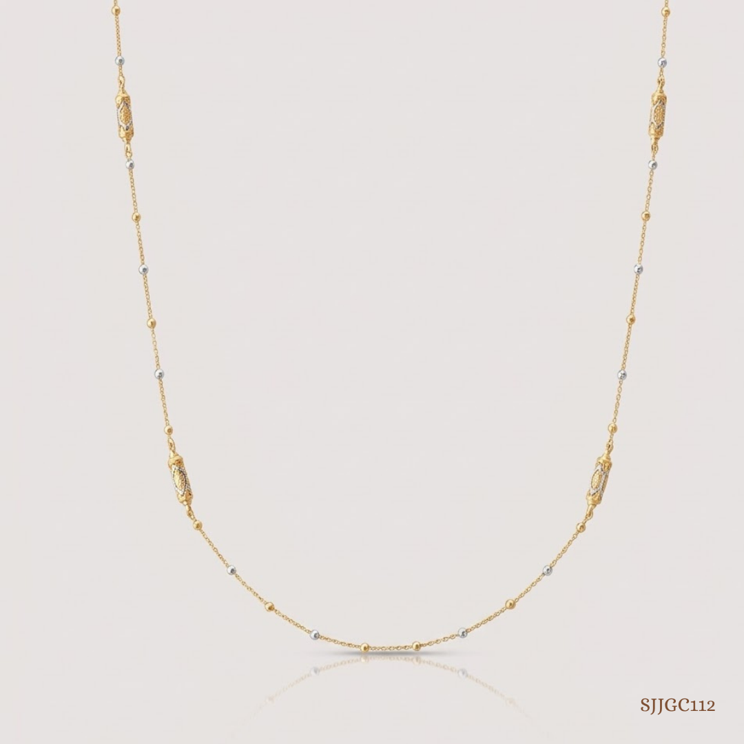 SJJGC112 | Caged Gleam Tri Tone Filigree Gold Chain