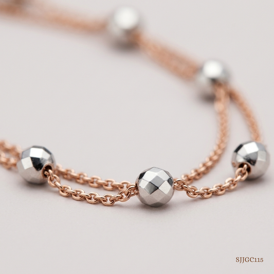 SJJGC115 | Beaded Blush Double Layer Rose Gold Chain