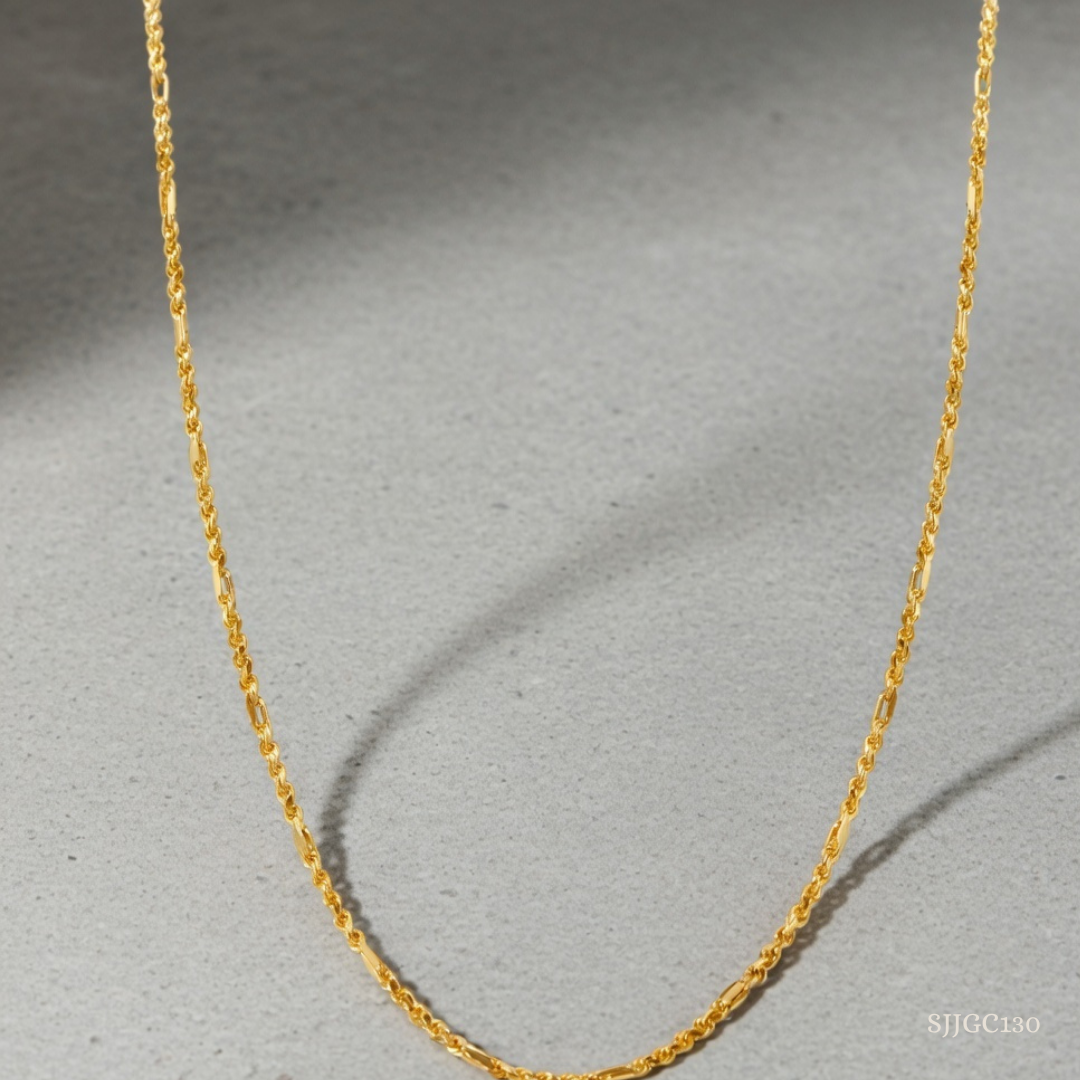 SJJGC130 | Gilded Twine Sculpted Gold Station Chain