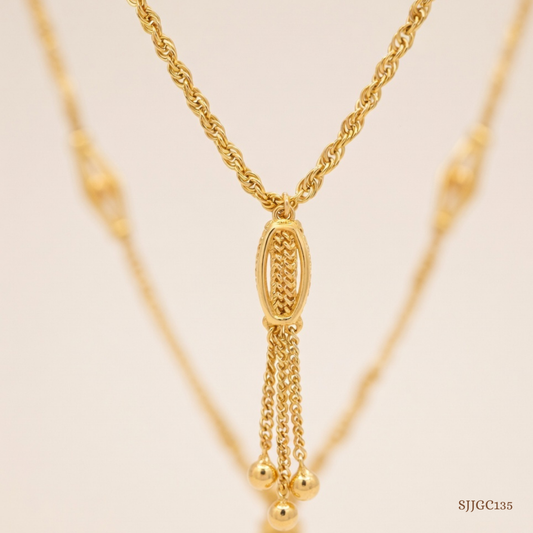 SJJGC135 | Elegant Woven Rope Lariat Gold Chain