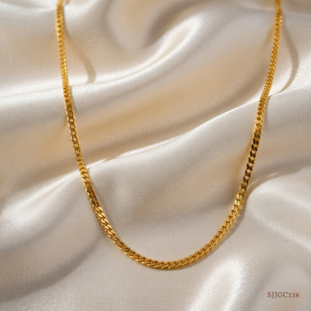 SJJGC138 | Minimalist High Polish Byzantine Gold Chain