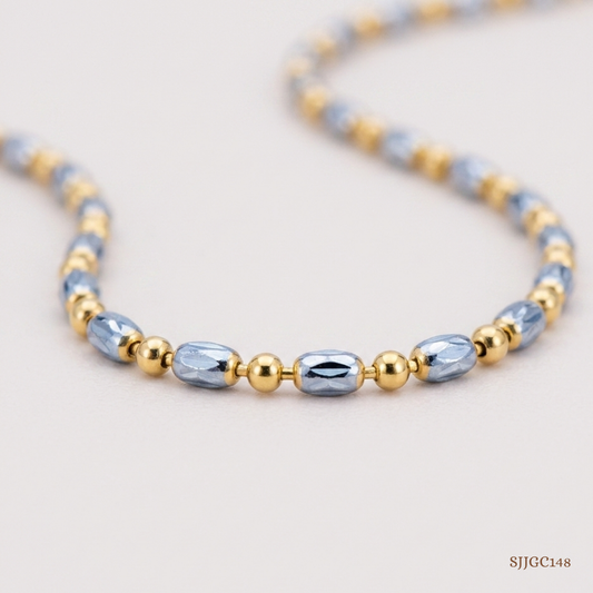 SJJGC148 | Radiant Dual Tone Spiral Bead Gold Chain