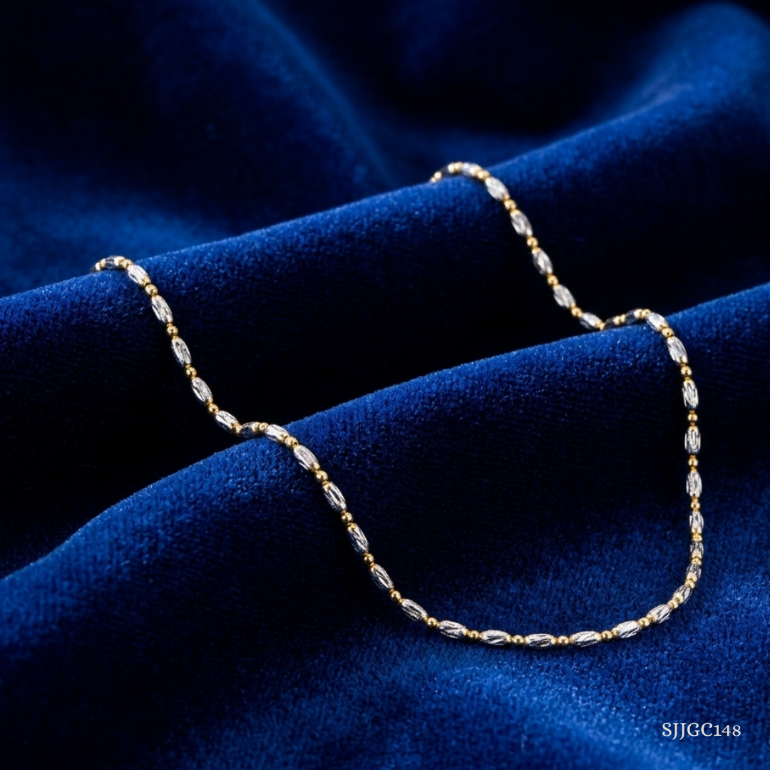 SJJGC148 | Radiant Dual Tone Spiral Bead Gold Chain