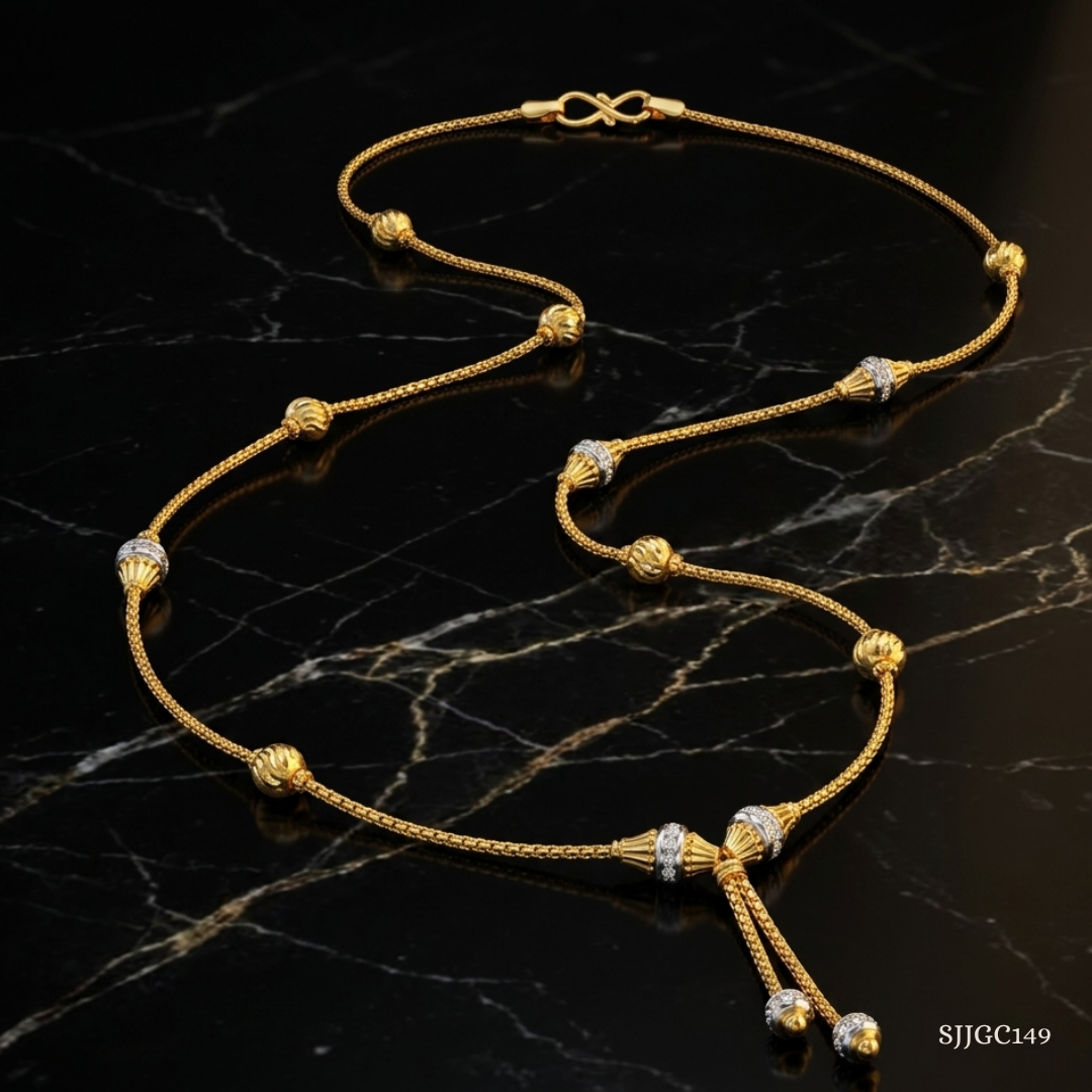 SJJGC149 | Twinkling Tassel Wheat Gold Lariat Chain