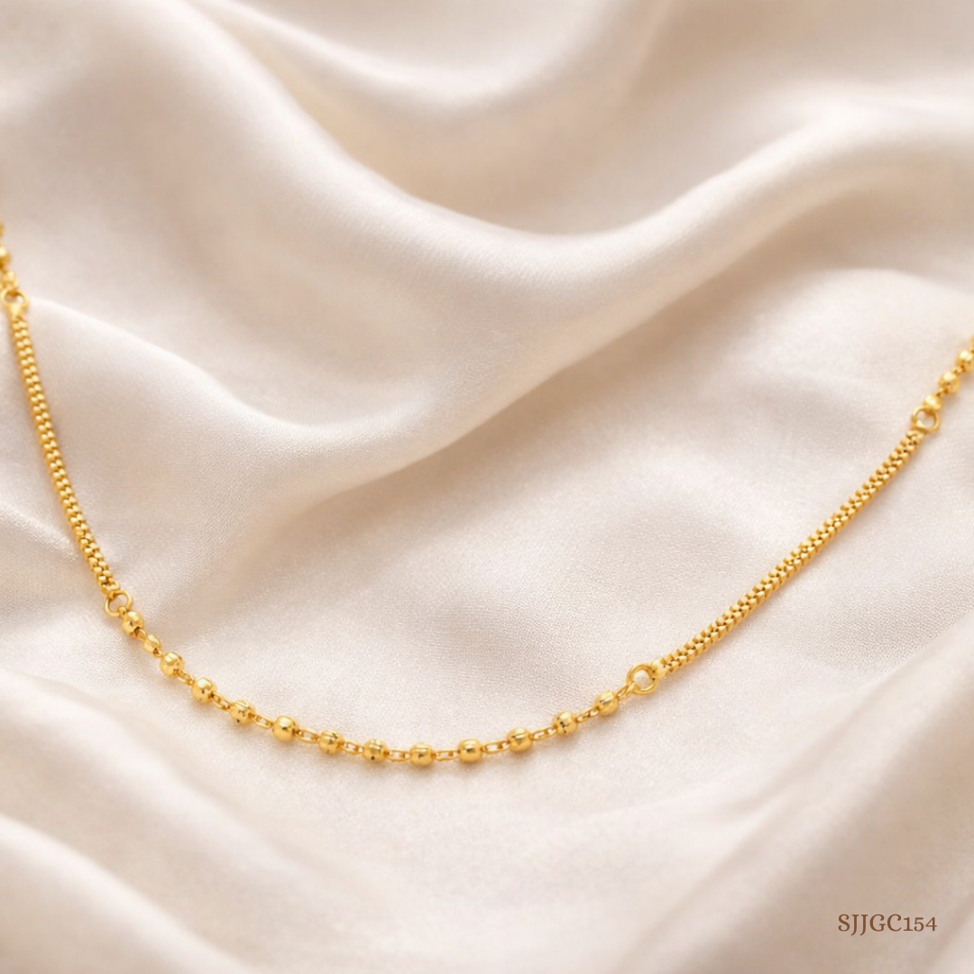 SJJGC154 | Luminous Leaf Fluted Gold Chain Set