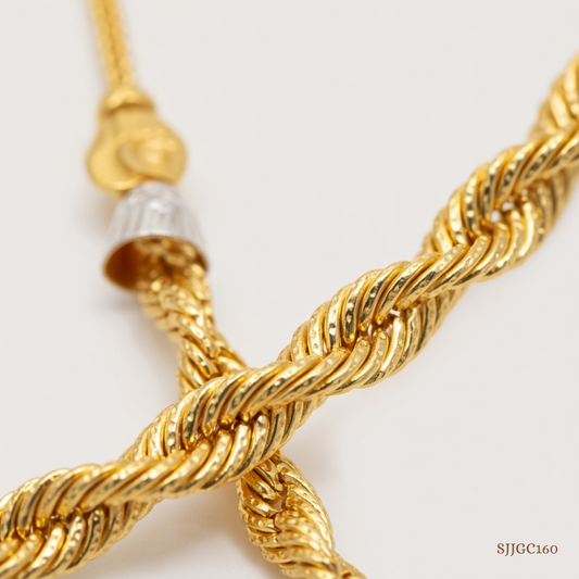 SJJGC160 | Swirl Link Beaded Gold Chain