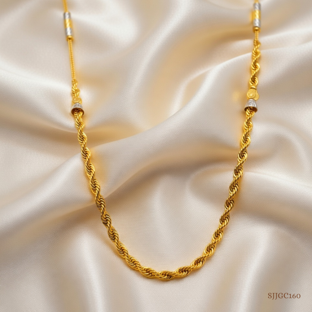 SJJGC160 | Swirl Link Beaded Gold Chain