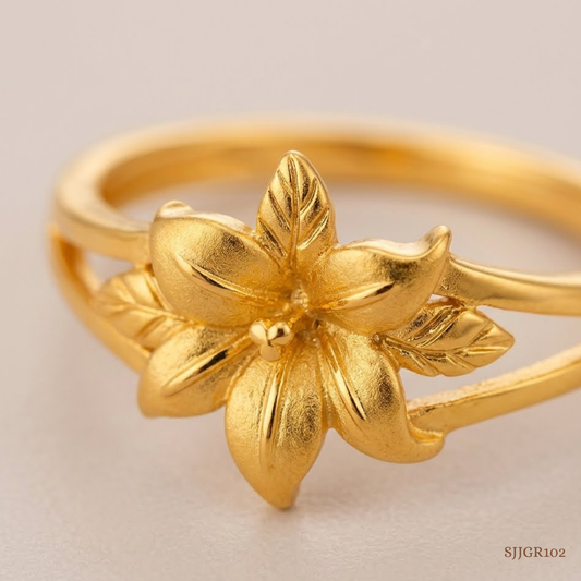 SJJGR102 | Glorious Yellow Gold Floral Statement Ring with Elegant Artistic Detailing