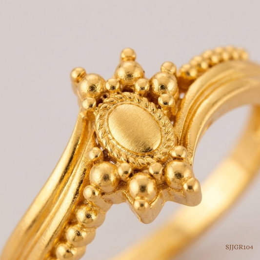 SJJGR104 | Alluring Beaded Texture Designer Gold Finger Ring with Modern Appeal