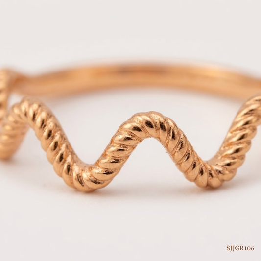 SJJGR106 | Wave Whirl Stylish Twisted Gold Ring with Contemporary Luxury Design