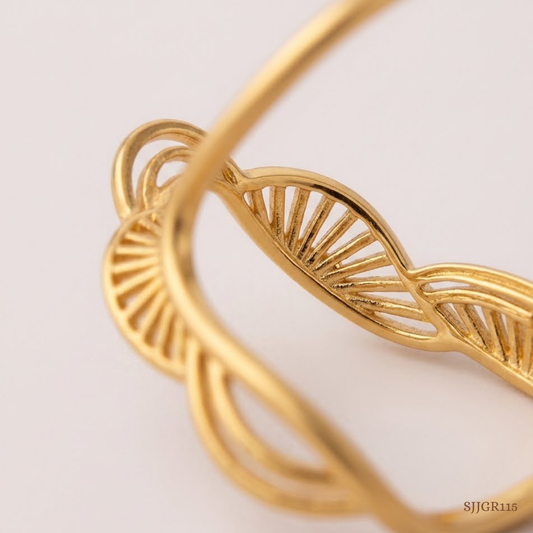 SJJGR115 | Veil Arc Modern Sculpted Gold Ring for Trendy Everyday Wear