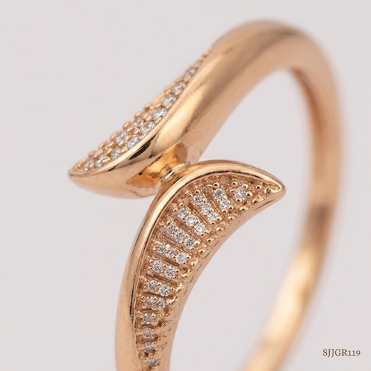 SJJGR119 | Twin Wing Elegant Open-Style Gold Ring with Premium Finish