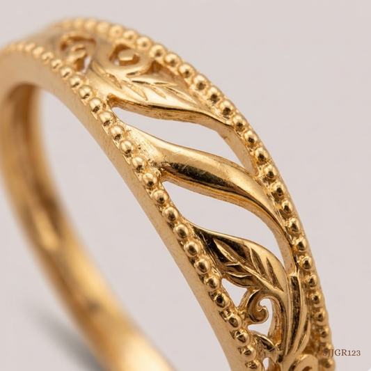 SJJGR123 | Sculpted Frame Artistic Gold Finger Ring with Premium Craftsmanship
